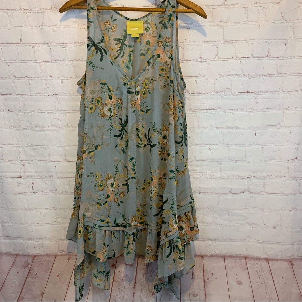 Maeve Floral Sleeveless Top - Blue and Yellow